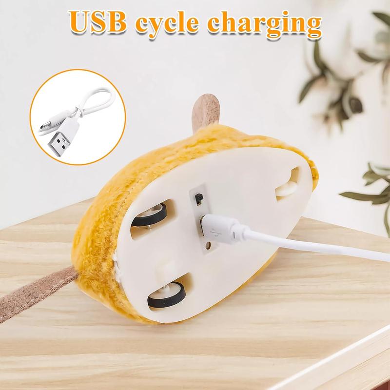 USB Rechargeable LED Cat Mouse Toy with Feather & Catnip – Automatic Moving Squeaky Toy
