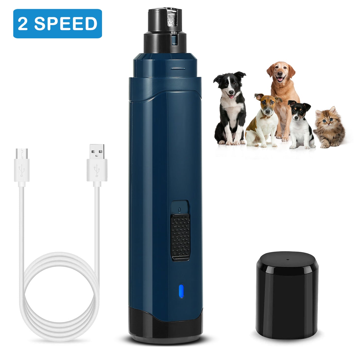 Pet Nail Grinder – 2 Speeds USB Rechargeable for Dogs & Cats