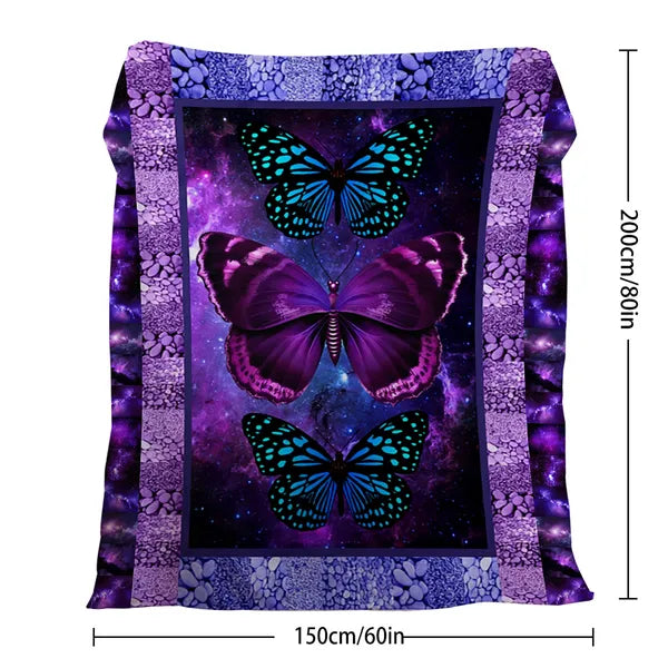 Cozy Butterfly Flannel Blanket – Soft, Warm, Lightweight Throw for Couch, Bed & Travel