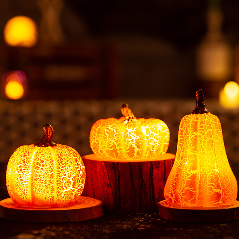Halloween Pumpkin LED Lantern – Resin Luminous Simulation Candle Lamp