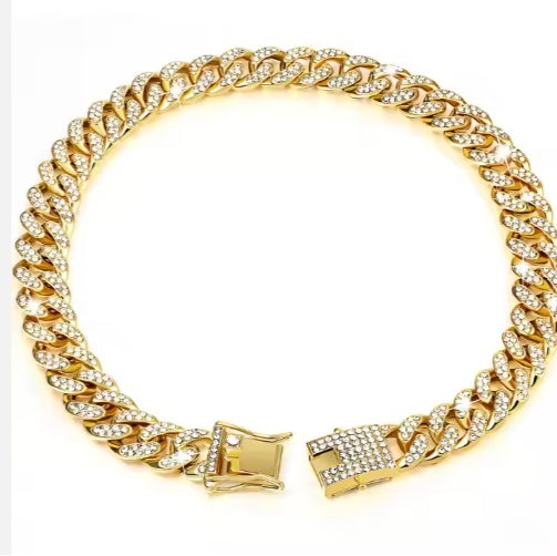 Luxury Sparkling Dog & Cat Chain Collar – Alloy Metal Choker
