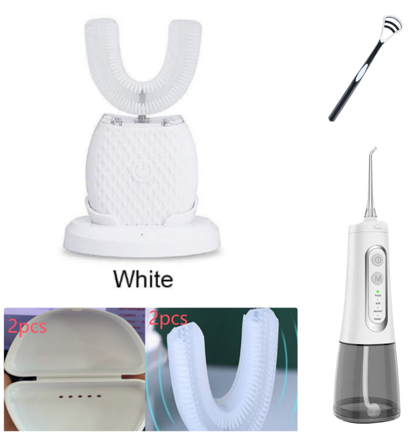 360° Intelligent Automatic Electric Toothbrush – U-Shaped Sonic Whitening Toothbrush with Blue Light & USB Charging (Waterproof)