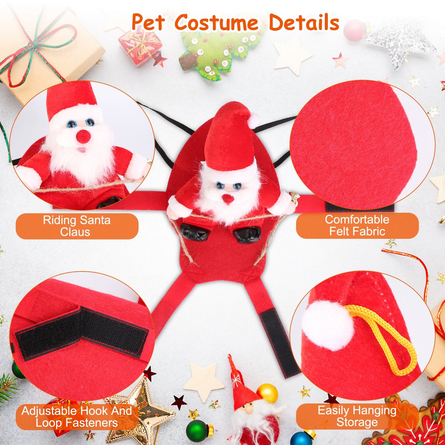 Pet Christmas Costume – Santa Claus Dog & Cat Winter Coat with Bell | Red Holiday Outfit (S–XL)