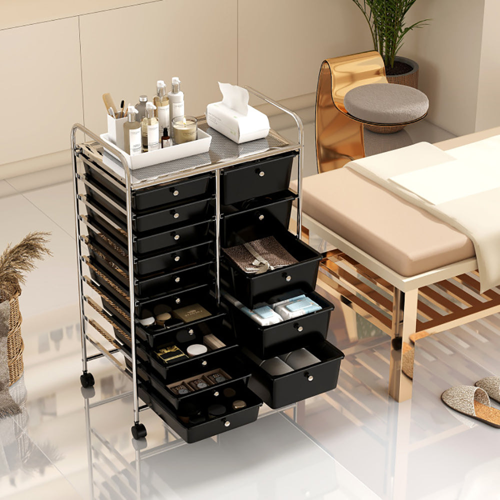 15-Drawer Rolling Storage Cart – Metal Frame Organizer Trolley