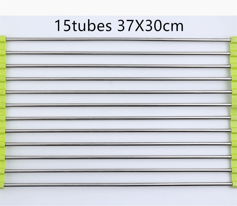 Folding Kitchen Sink Rack – Stainless Steel Dish Drying & Drain Organizer