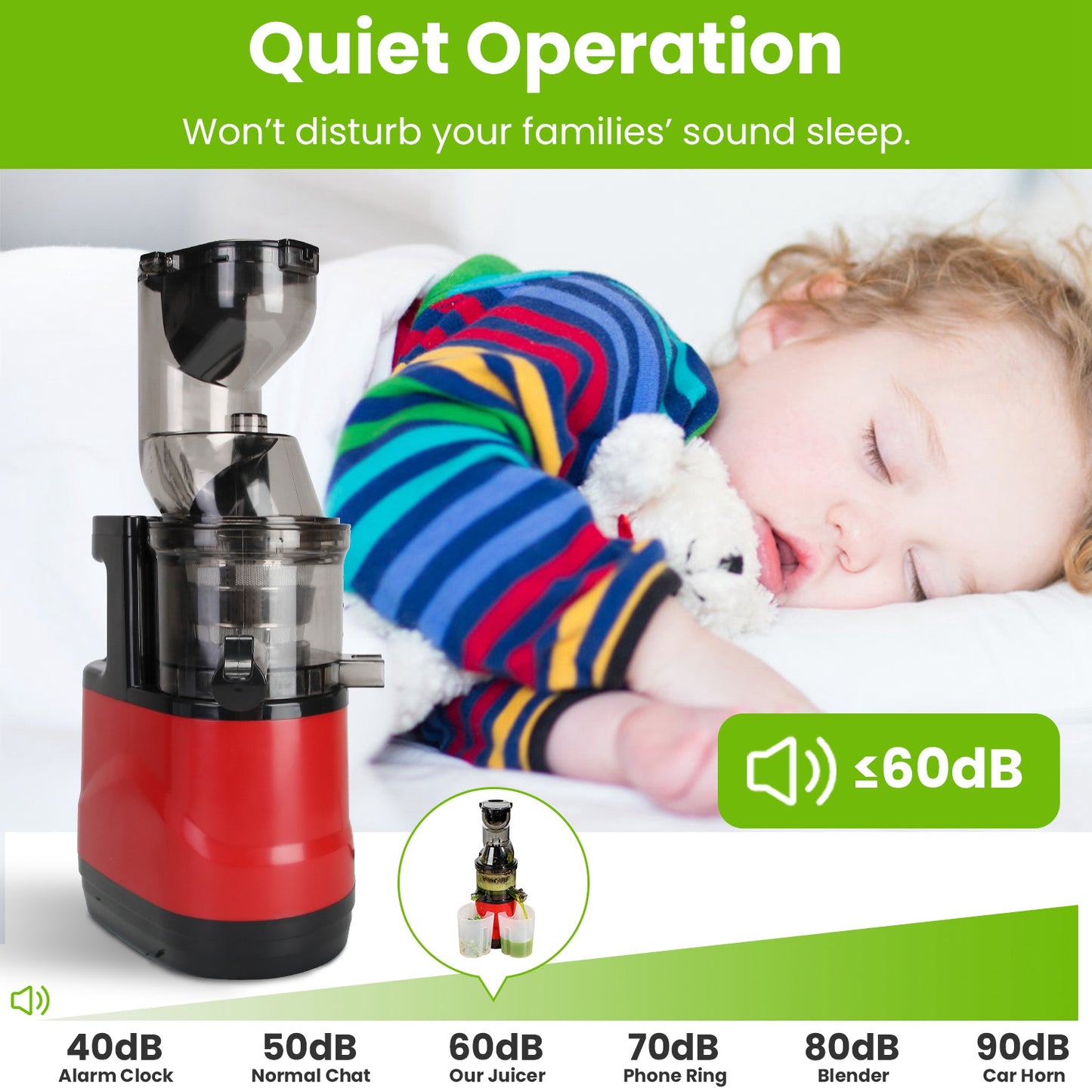 300W Cold Press Slow Juicer Machine With Reverse Function & 2 Containers