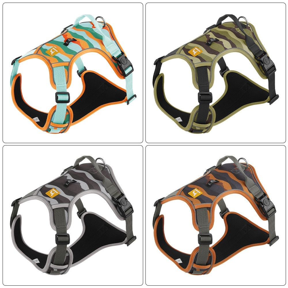 Reflective Dog Chest & Back Harness with Hand-Held Rope Leash – Secure Commuter Walking Gear