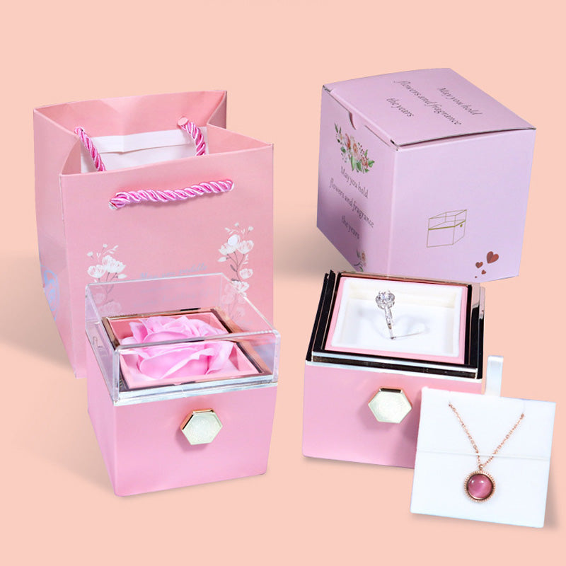 Rotating Soap Flower Rose Gift Box – Creative Jewelry & Valentine’s Day Gift for Women