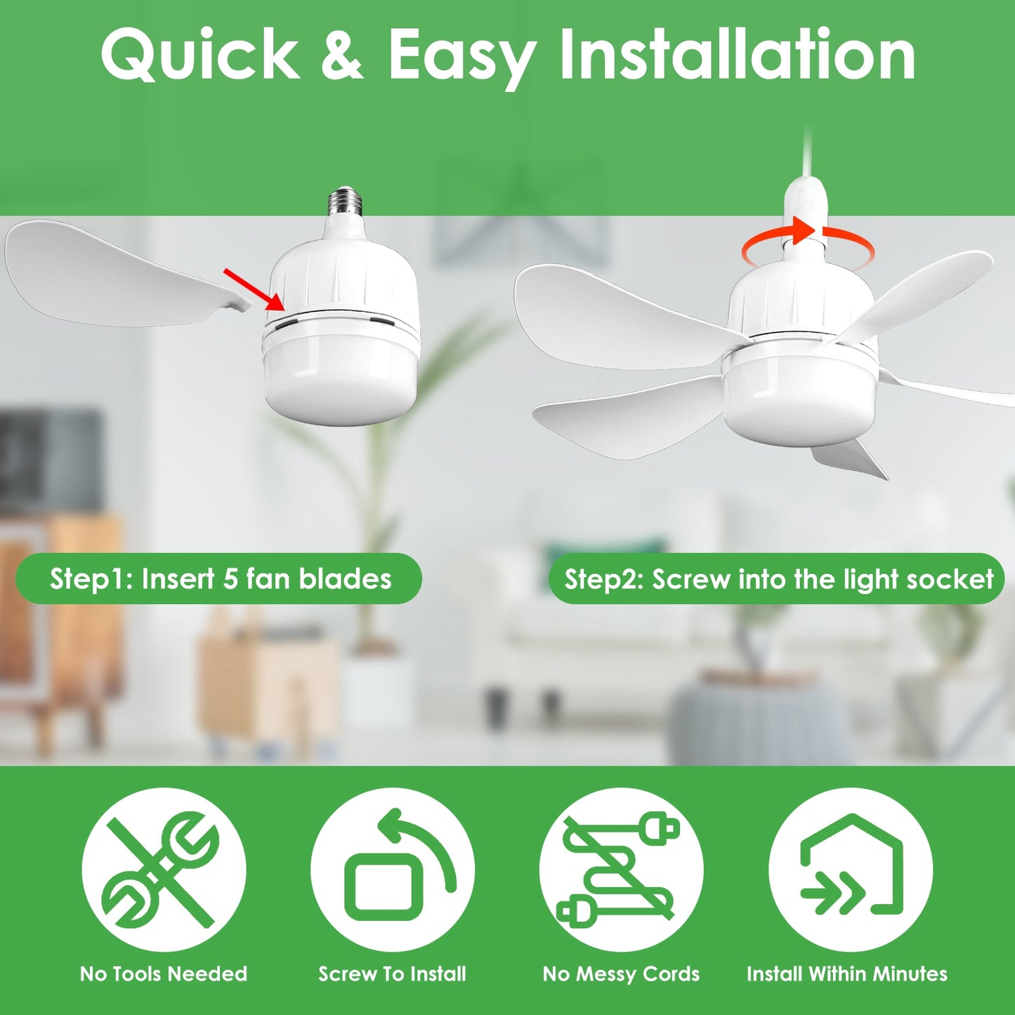 12W LED Ceiling Fan with Light 3-Speed Dimmable Smart Remote