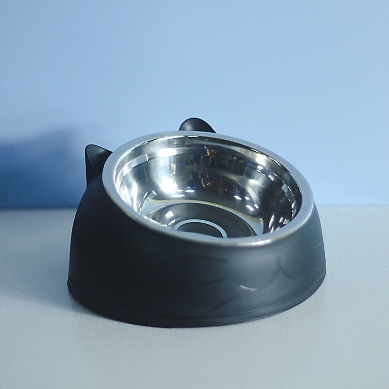 Stainless Steel Elevated Double Dog Bowl – Cervical Protection, Slanted Design for Food & Water