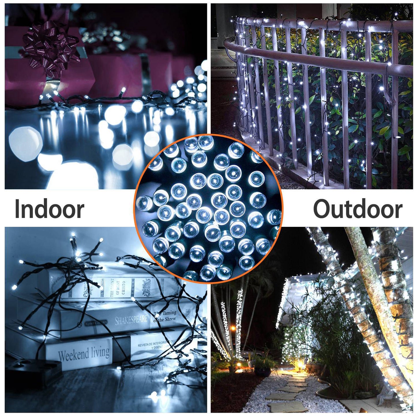 12M Solar LED String Lights With 8 Modes Waterproof Fairy Lights