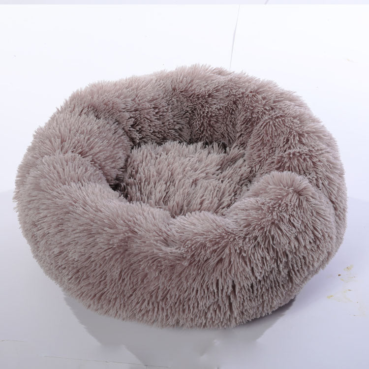 Plush Pet Nest Bed – Cozy Calming Donut Bed for Cats & Small Dogs