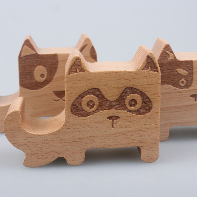 Creative Beech Wood Lazy Phone Holder With Coin Slot