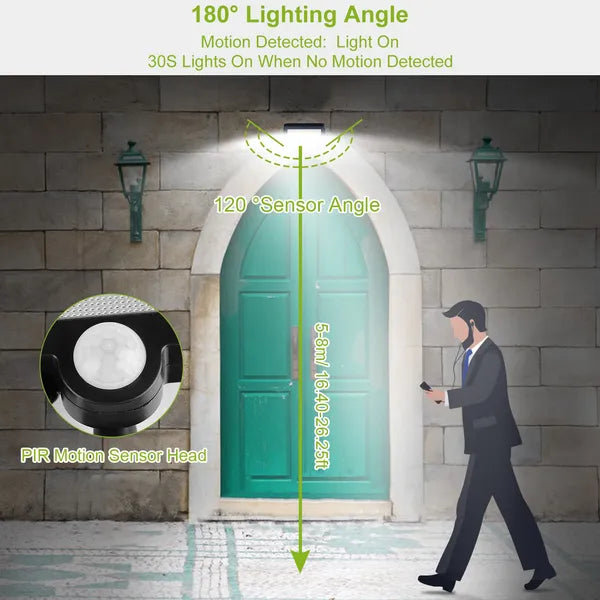 Solar 100 LED Outdoor Wall Light With Motion Sensor IP65