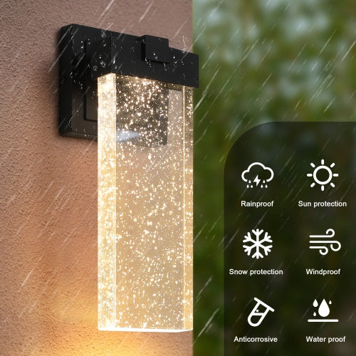 2-Pack Outdoor Transparent LED Crystal Wall Lights With Sensor