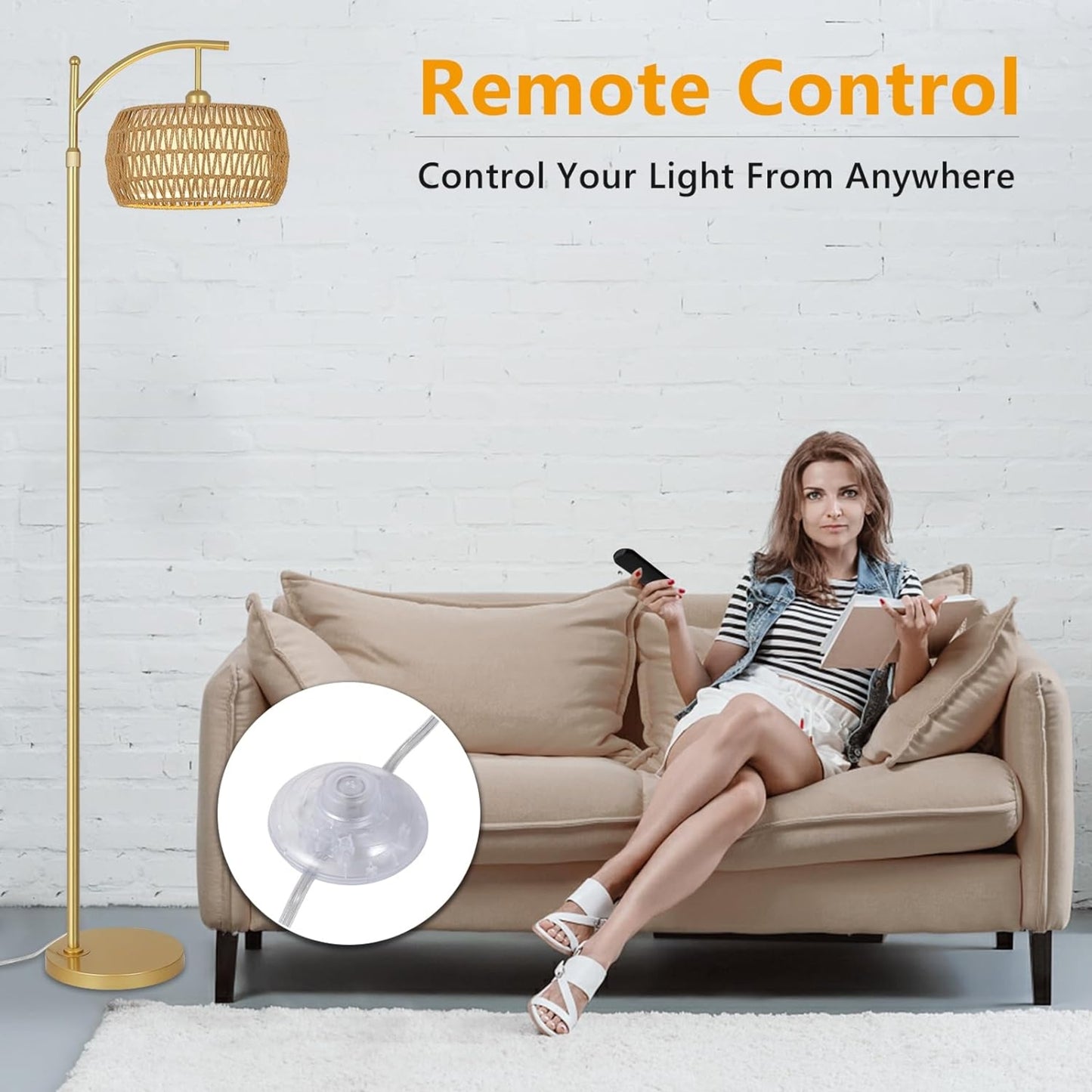 LED Gold Floor Lamp 3 Color Temperatures Remote Dimmable