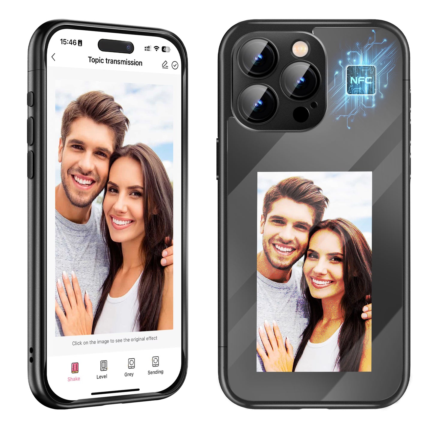 iPhone 15 Pro Max NFC Ink Screen Flip Custom DIY Case