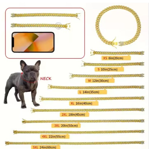 Luxury Sparkling Dog & Cat Chain Collar – Alloy Metal Choker