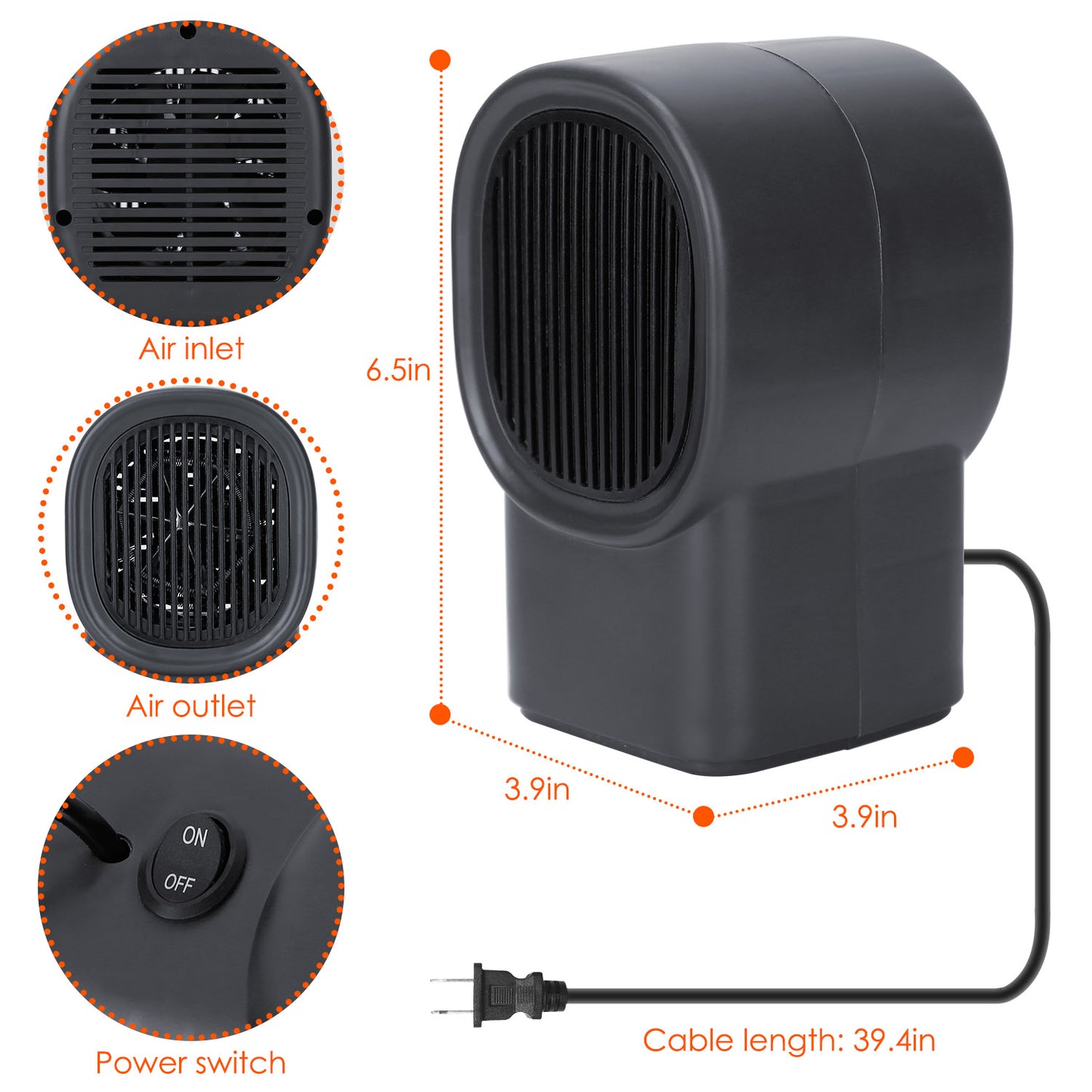 400W Portable Mini Desktop Space Heater Personal Small Heater