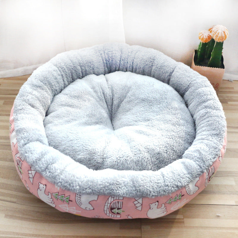 Soft Padded Dog & Cat Litter Mat with Round Cotton Cushion – Absorbent & Washable