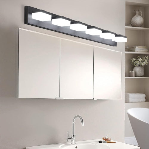 Modern 6-Light Black LED Makeup Mirror Vanity Light
