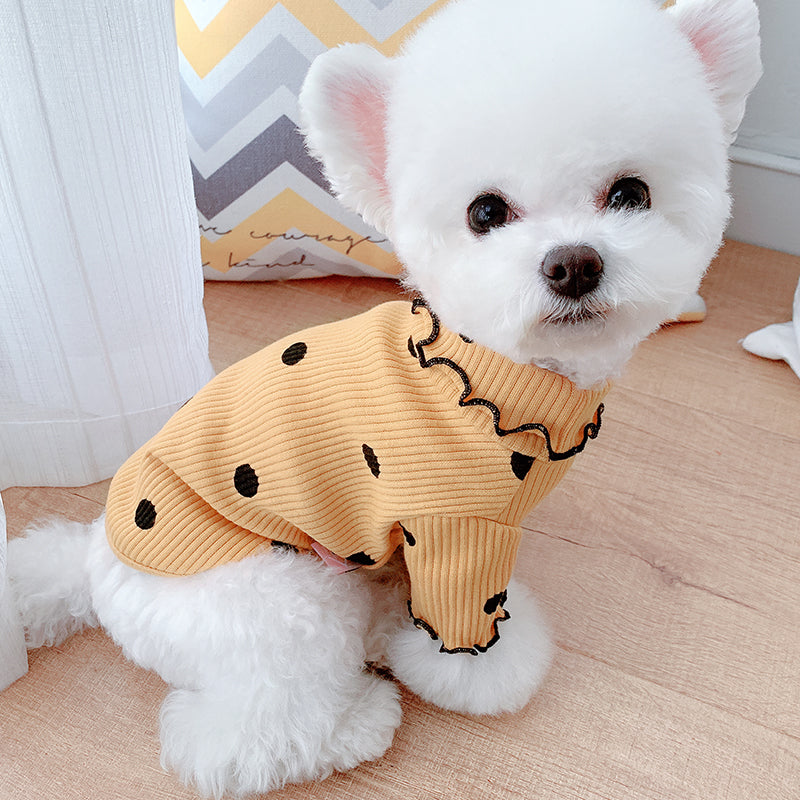 Polka Dot Turtleneck Dog Shirt – Soft Stretch Base Layer for Small & Medium Dogs