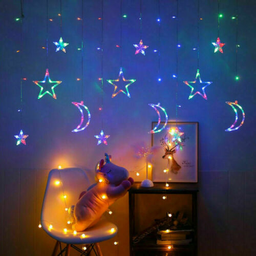 LED Fairy String Curtain Lights Star Window Decor for Christmas