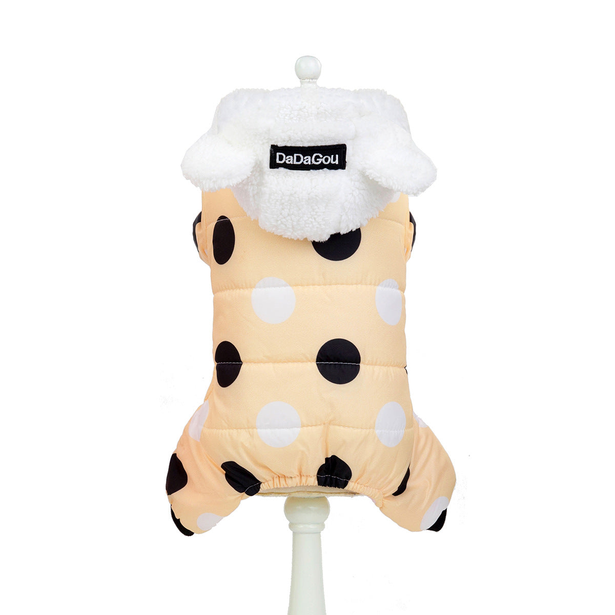 Warm Cotton Dog Coat – Big Polka Dot Four-Leg Winter Jacket for Pets