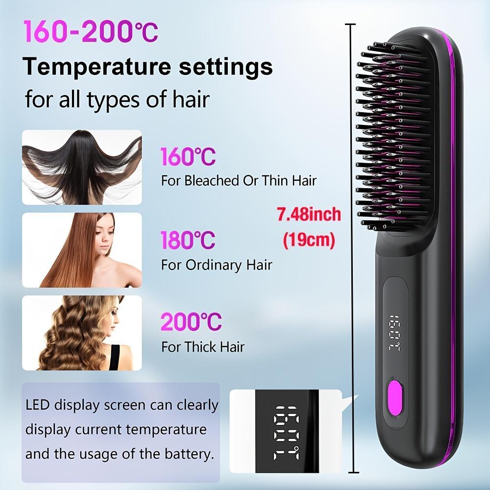 USB Wireless Hair Straightening & Curling Comb – Gentle on Hair