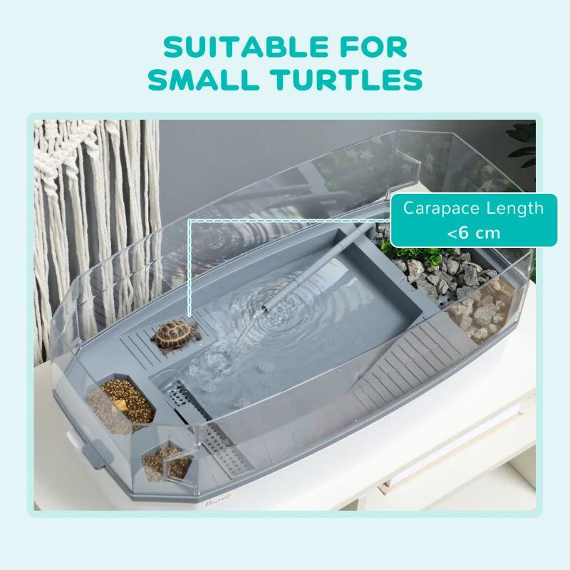 PawHut Turtle Tank Kit – Aquarium with Basking Platform, Water Pump & Filter, Reptile Habitat, Easy-Clean Design, Multi-Functional Aquarium