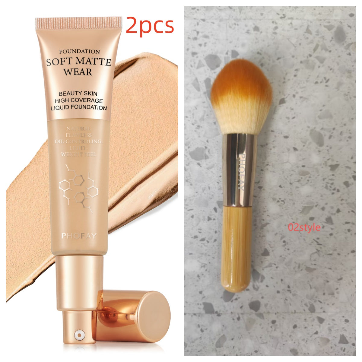 PHOFAY Full Coverage Liquid Foundation – Long-Lasting Matte, Smooth Finish