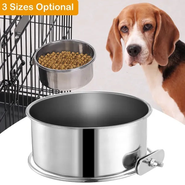 Detachable Pet Food & Water Bowl with Clamp Holder – No-Spill Cage Feeder for Dogs, Cats & Small Animals