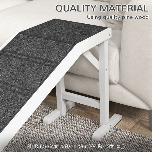 Dog Bed Ramp with Non-Slip Carpet – Sturdy Pet Ramp with Top Platform for Small & Senior Dogs