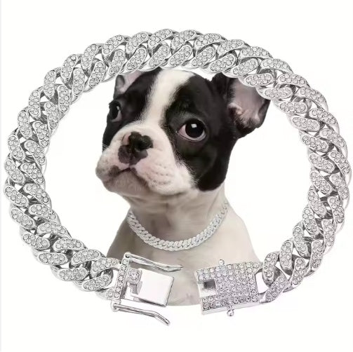 Luxury Sparkling Dog & Cat Chain Collar – Alloy Metal Choker