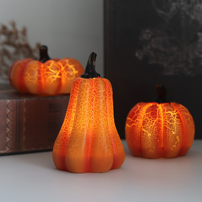 Halloween Pumpkin LED Lantern – Resin Luminous Simulation Candle Lamp