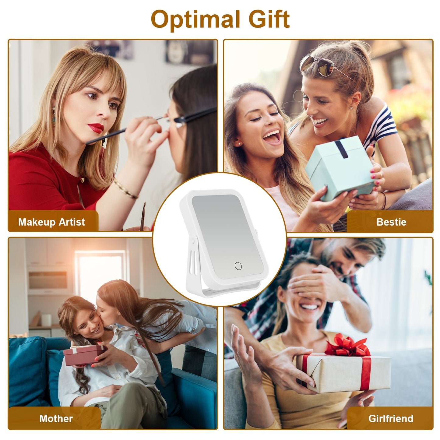 10X Magnifying Lighted Double-Sided Travel Makeup Mirror - USB Rechargeable