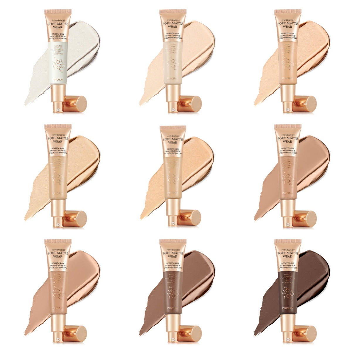 PHOFAY Full Coverage Liquid Foundation – Long-Lasting Matte, Smooth Finish