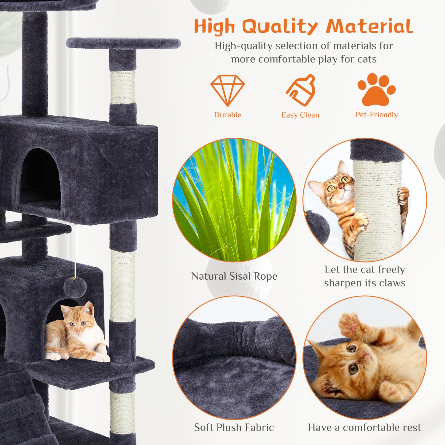 Multi-Functional Cat Tree – Climbing Tower with Scratching Posts & Play Areas