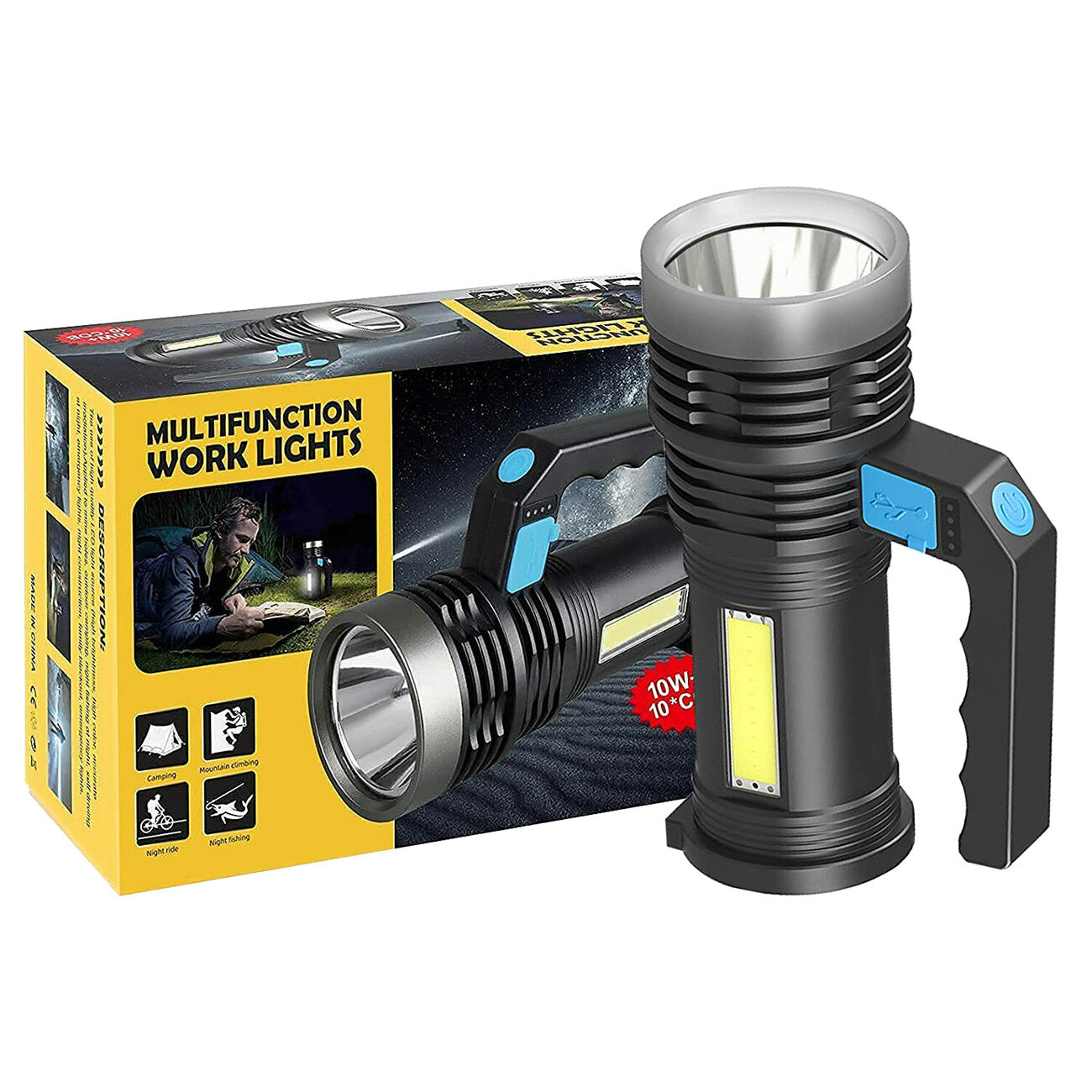 USB Rechargeable LED Flashlight COB Spotlight High Lumens 3 ModesUSB Rechargeable LED Flashlight COB Spotlight High Lumens 3 Modes