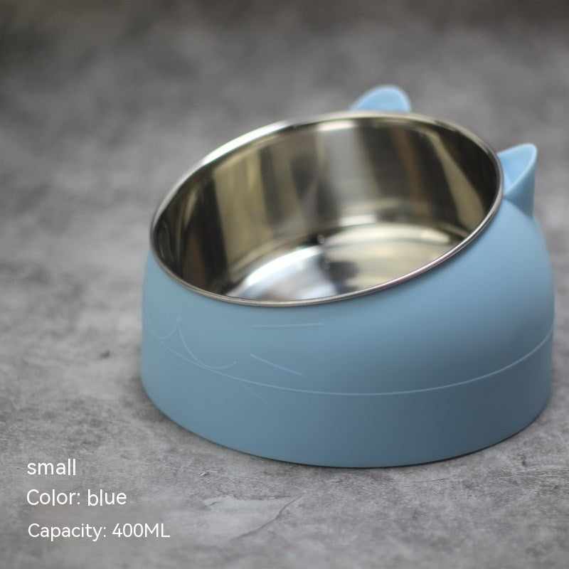 Stainless Steel Elevated Double Dog Bowl – Cervical Protection, Slanted Design for Food & Water