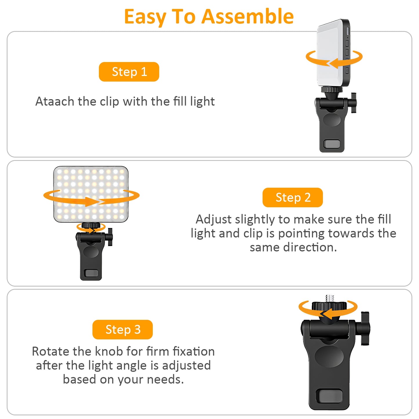 Rechargeable Clip-On Selfie Ring Light – 2000mAh Portable Fill Light with 3 Modes & 10 Brightness Levels