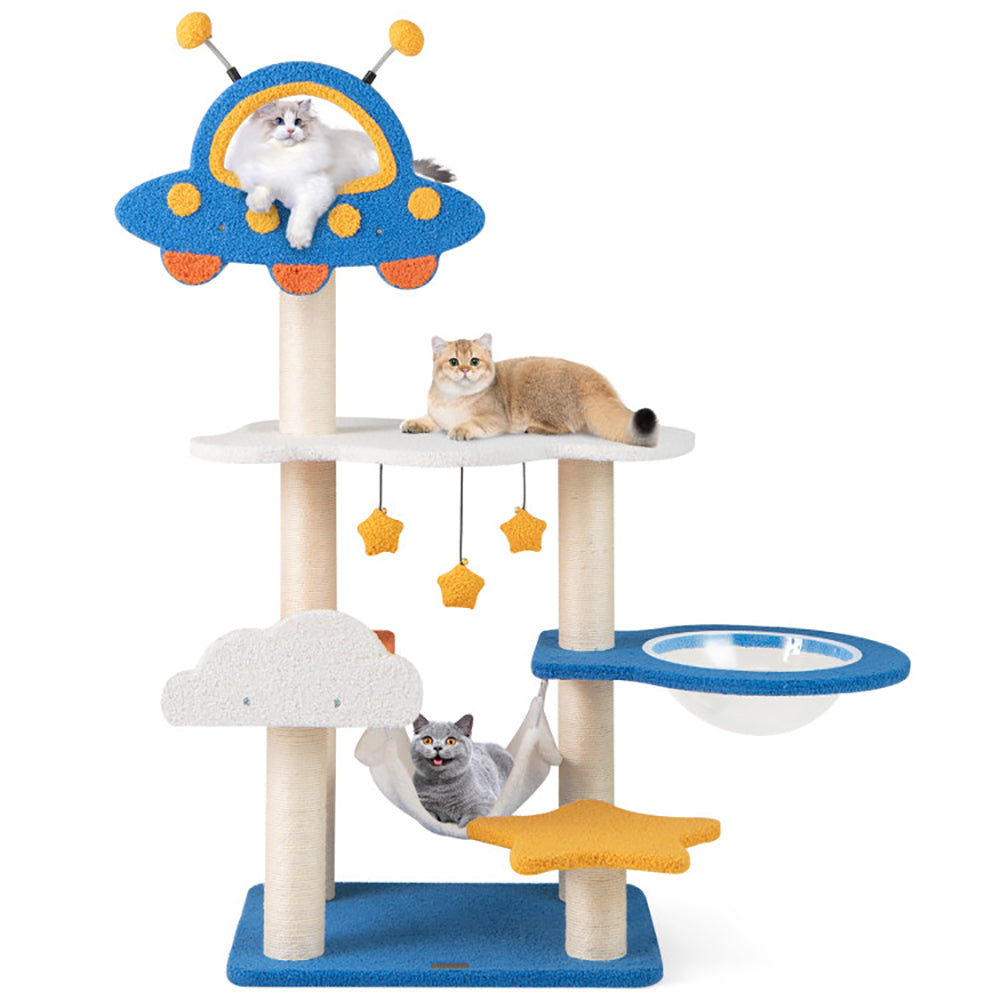 49″ Cat Tree with UFO Perch – Space Capsule Condo & Sisal Scratching Posts