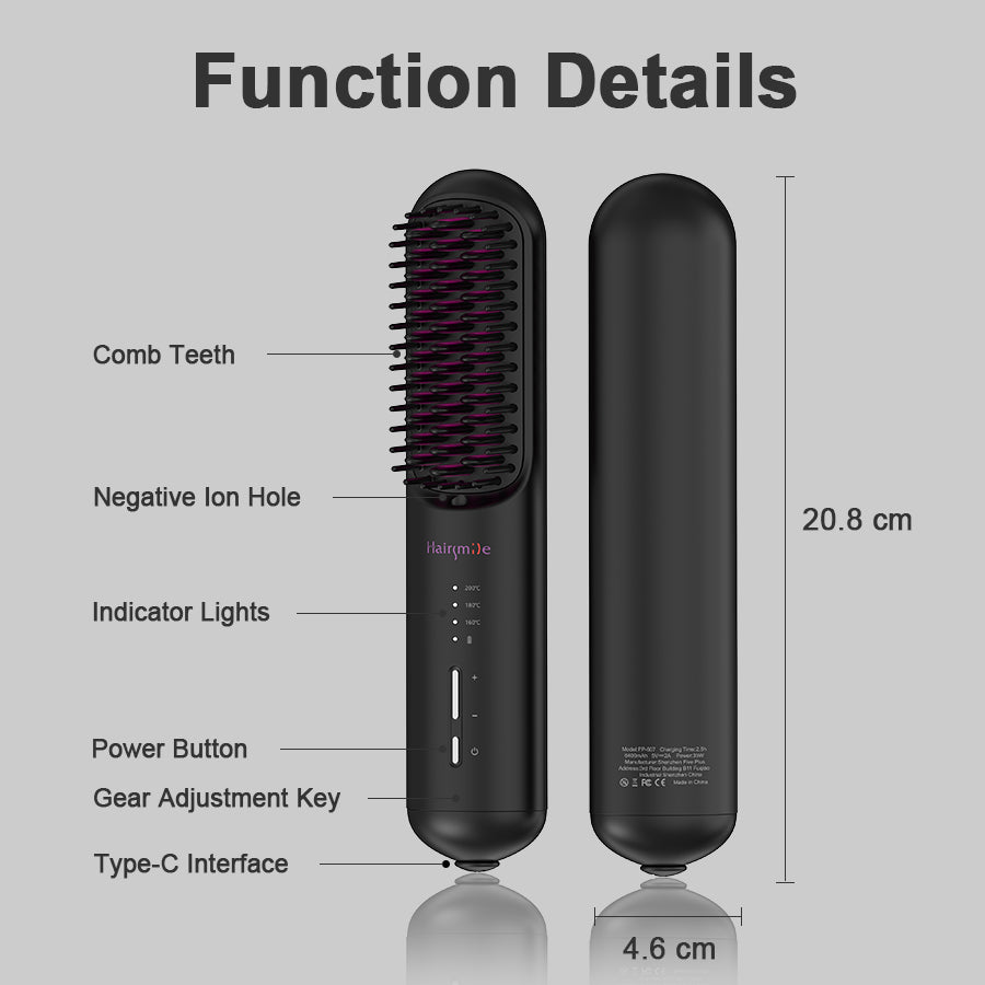 Portable USB Rechargeable Cordless Hair & Beard Straightening Brush – Mini 2-in-1 Hair Comb for Men & Women