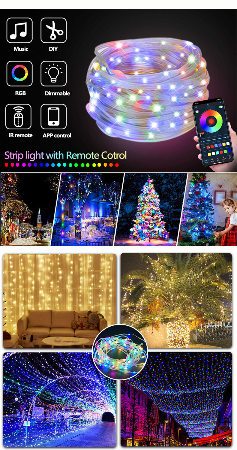 RGB LED Rope Lights Outdoor 200 LEDs With Remote Control