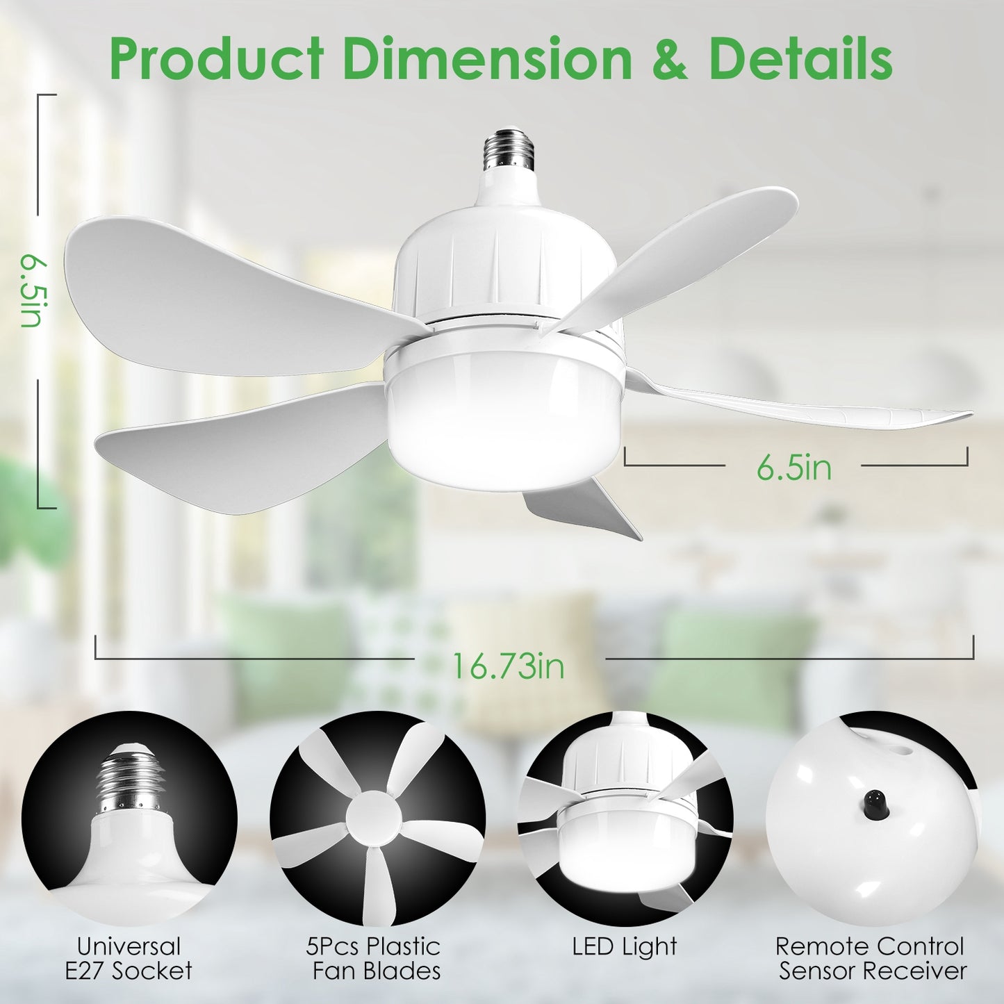 12W LED Ceiling Fan with Light 3-Speed Dimmable Smart Remote