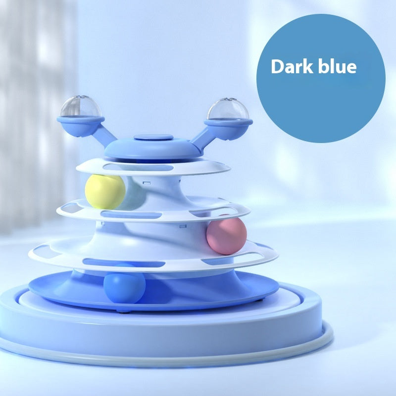 4-Level Cat Tower with Interactive Turntable & Roller Balls – Pet Puzzle Toy for Training & Fun