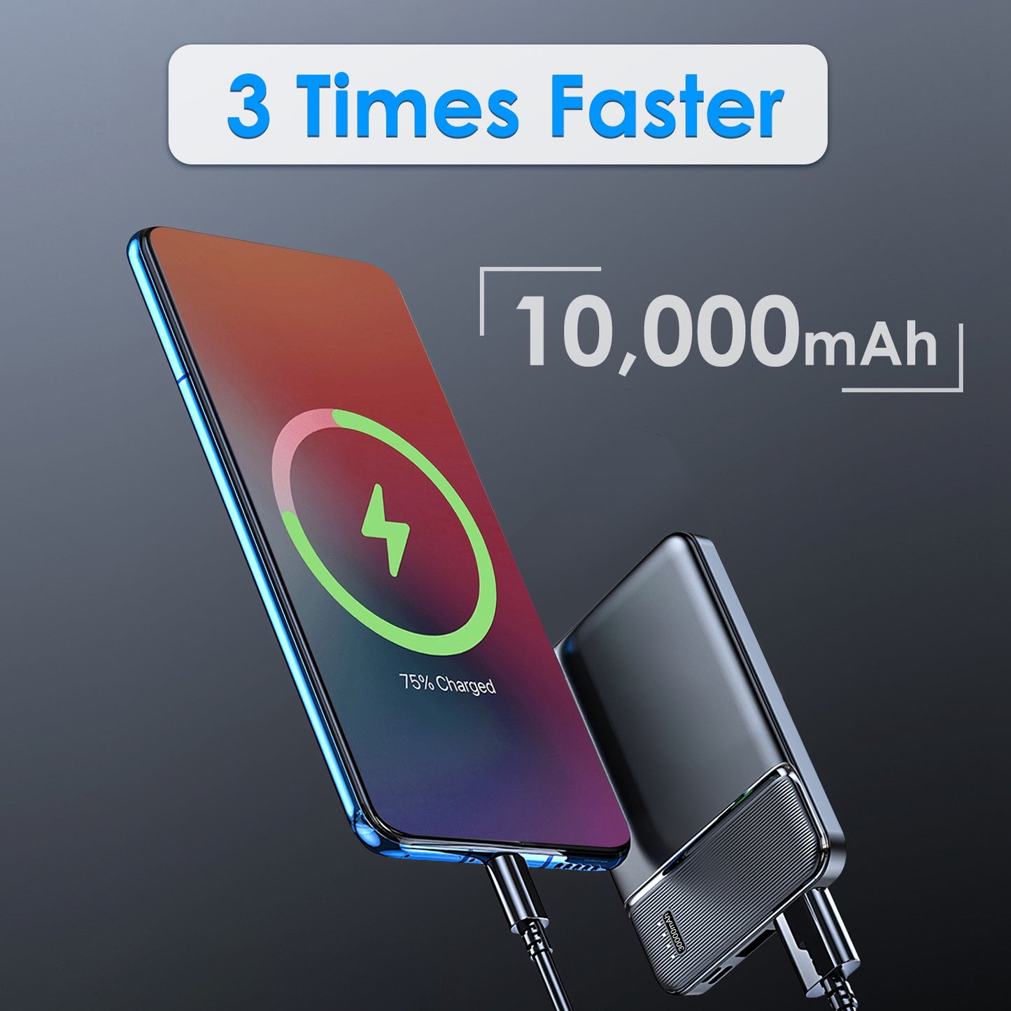 30000mAh/20000mAh Fast Charging Power Bank With USB Cable for iPhone