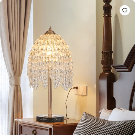 19 Inch Crystal Table Lamp Vintage Waterfall Design Marble Base