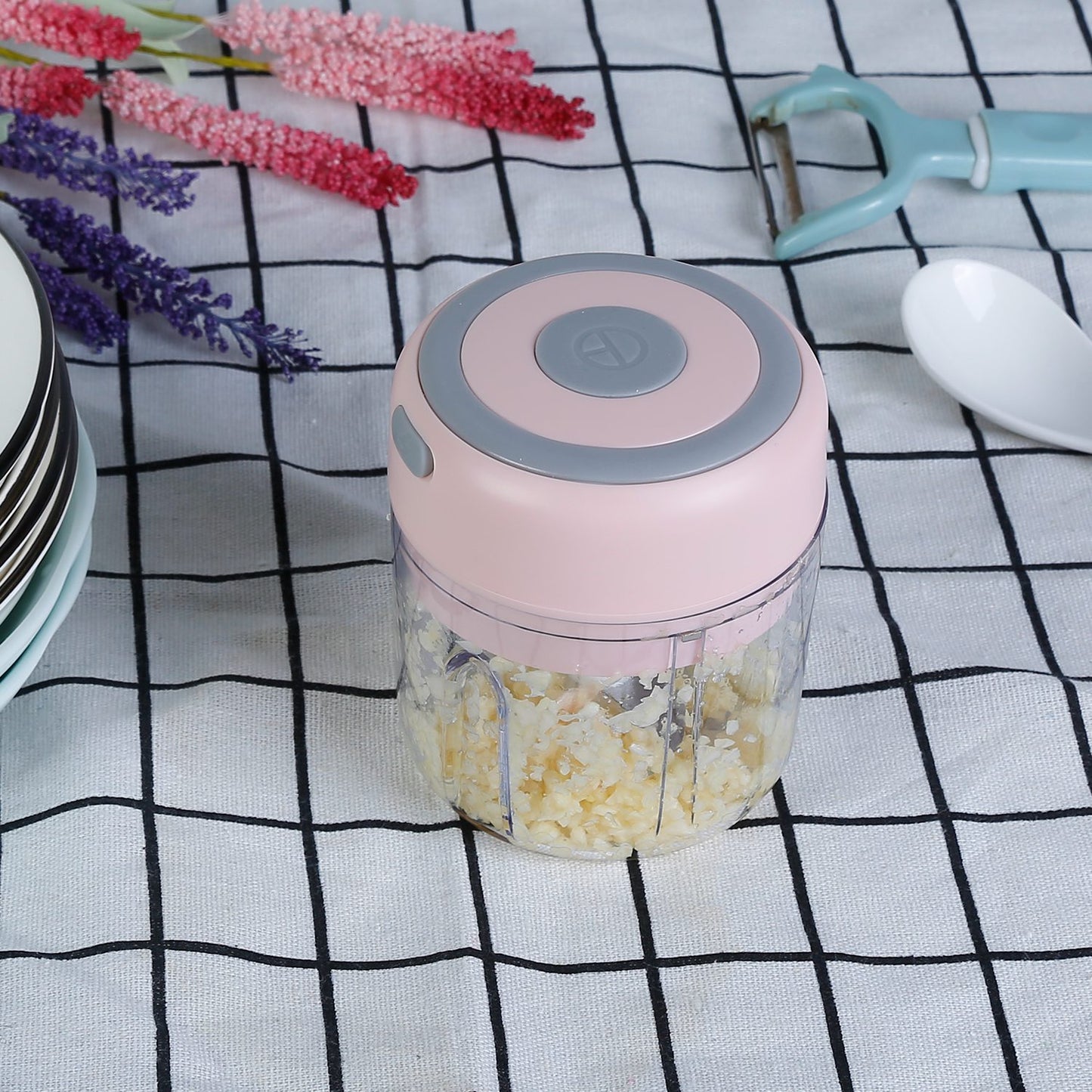 Mini Electric Garlic Chopper 8.45oz – Cordless Rechargeable Food Mincer