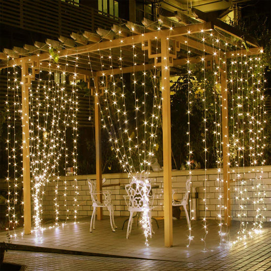 3M 300LED String Curtain Lights With Remote IP44 Waterproof